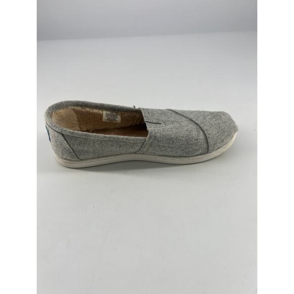 Toms Classic Grey Wool Herringbone Shoes Youth Size 5.5 Gray Flat Slip On Box - Picture 3 of 8